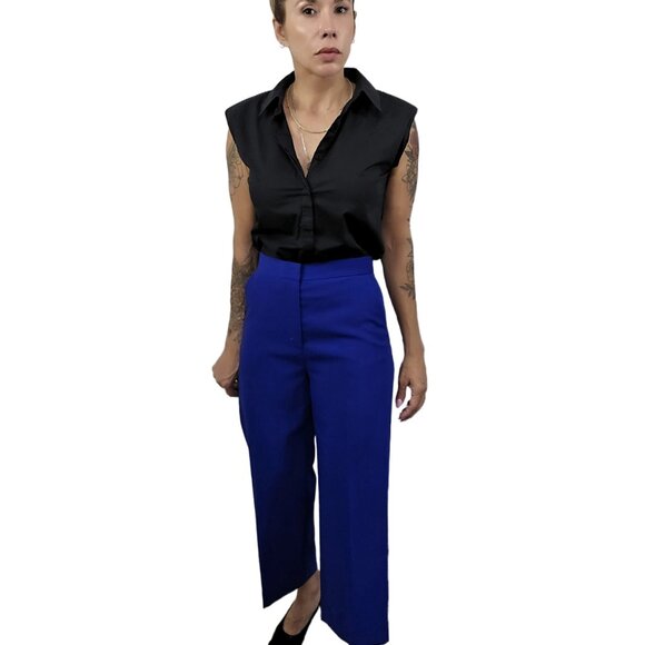 COS Women’s Blue Wool Blend Cropped Ankle Pants Size 6 – Tailored Pockets - Picture 5 of 16